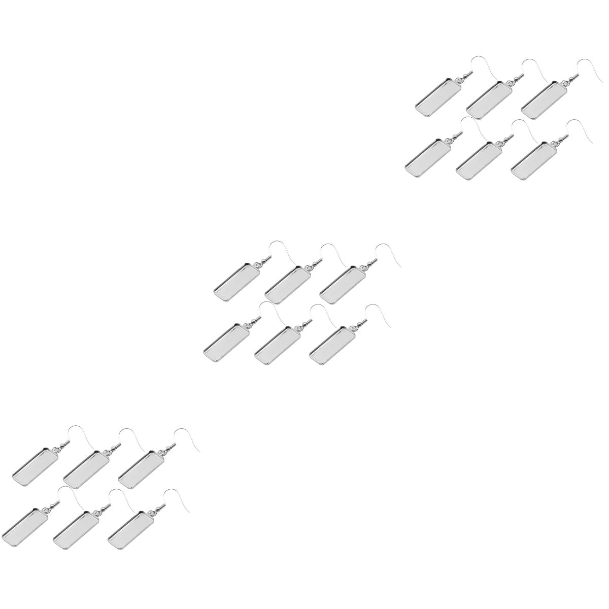 OUNONA 150 pcs Silver Blanks Earring Bezel Setting Stainless Steel Earrings Wire Hooks Settings Trays for Jewelry Making and DIY Crafts