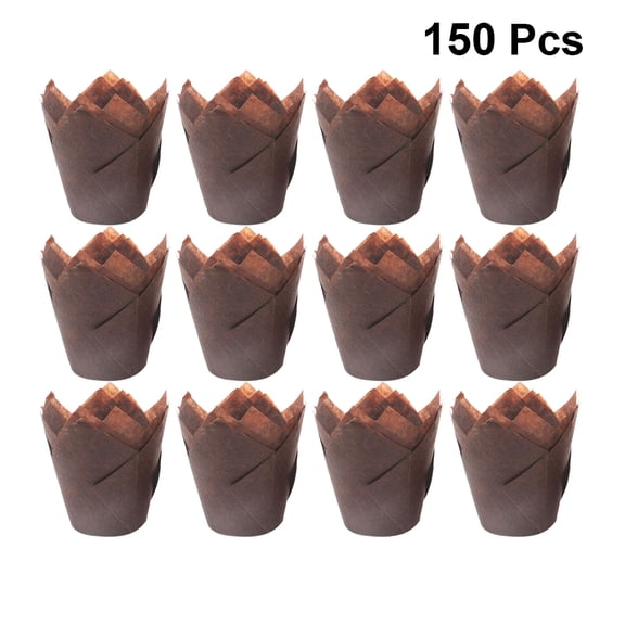 OUNONA 150Pcs Coffee Paper Cup Cake Wrappers Oil Resistant Disposable Party Paper Holders