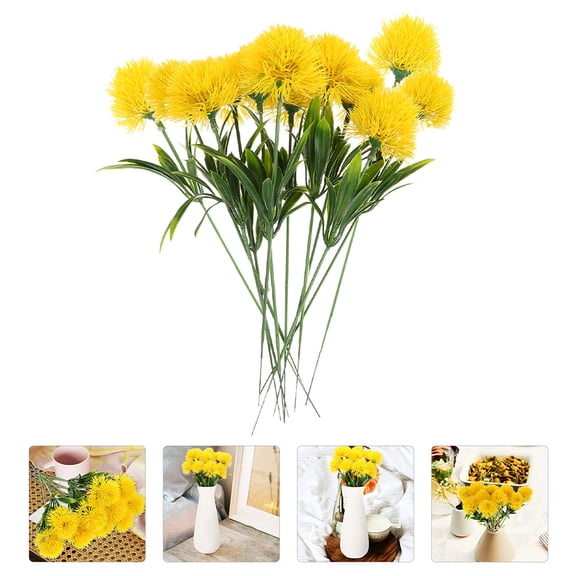 OUNONA 15Pcs Artificial Flowers Plants Dandelion Decor Plastic Dandelion Flower Vase Ornament for Decorating