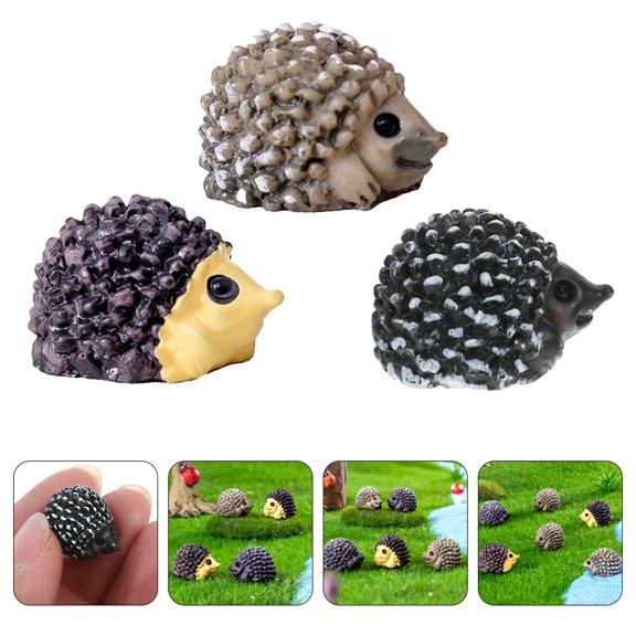 OUNONA Mini Hedgehog Figurines Resin Assorted Color Ornaments Car and Garden Decoration 15Pcs