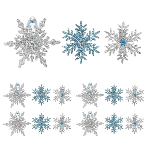 OUNONA 15Pcs Double Layer Snowflake Side Clips Metal Alligator Hair Accessories for Christmas