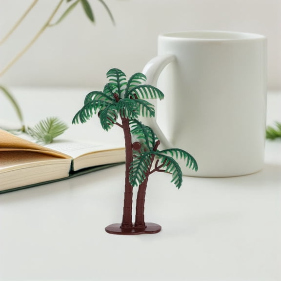 OUNONA 15pcs Faux Palm Trees for Party Decorations Realistic Coconut Palm Tree Model for Aquarium Garden and DIY Projects for Summer and Beach Theme Parties
