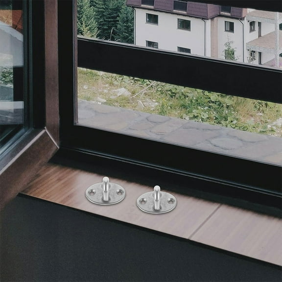 OUNONA 15pcs Stainless Steel Window Hooks Small Base Easy Install Suspension Bracket For Ceiling Fan Pad Eyes Plate Hook Heavy Duty Hanging Plate