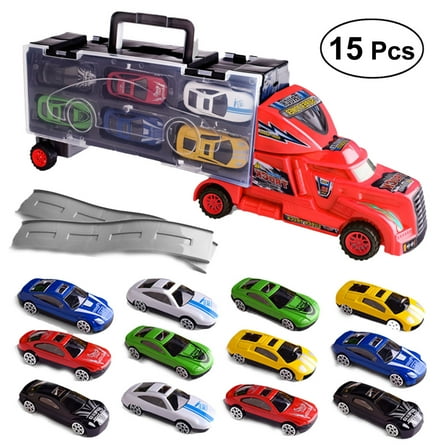 Tineasur Carrier Truck Toys Mini Transporter Vehicle Model Alloy 13Pcs