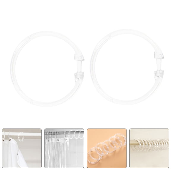 FOMIYES 15Pcs Clear Shower Curtain Ring Set with Snap Lock for Bathroom and Hotel Use