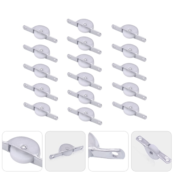 OUNONA  16 Pcs Closet Door Roller Wheels Aluminum Sliding Wardrobe Silver