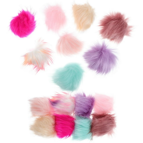 NUOLUX 16Pcs Artificial Wool Pompoms for DIY Crafting Assorted Color Fluffy Ball Decorations