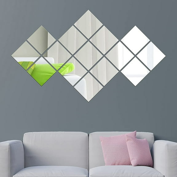 OUNONA  16 Pcs Home Decor Wall Mirror Full Length Sticker Lightweight Simple