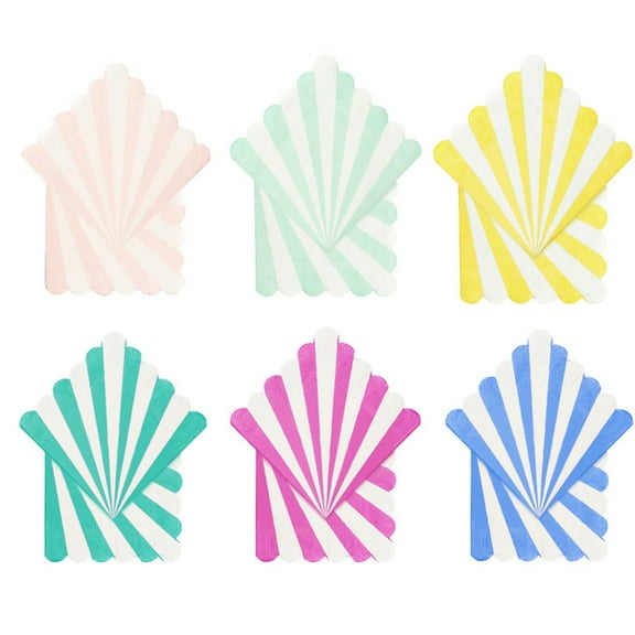 OUNONA Yellow Cartoon Stripe Party Napkins for Kids Birthday Decorations Disposable Paper Supplies 16 Sheets