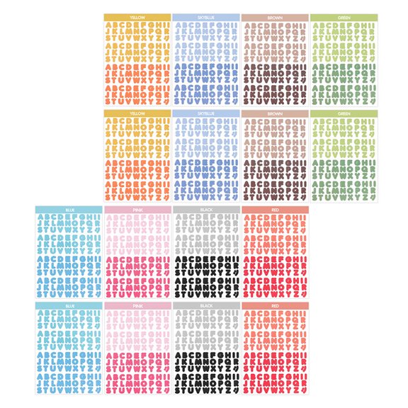 OUNONA 16 Sheets Size Alphanumeric Stickers Delicate Stickers 20x15cm