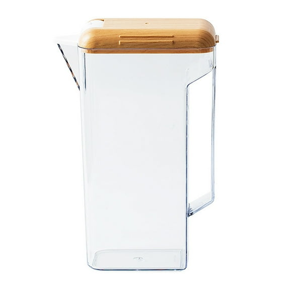 Tineasur Clear Plastic Pitcher with Wooden Lid - Beverage Container for Home, Outdoor, and Party Use
