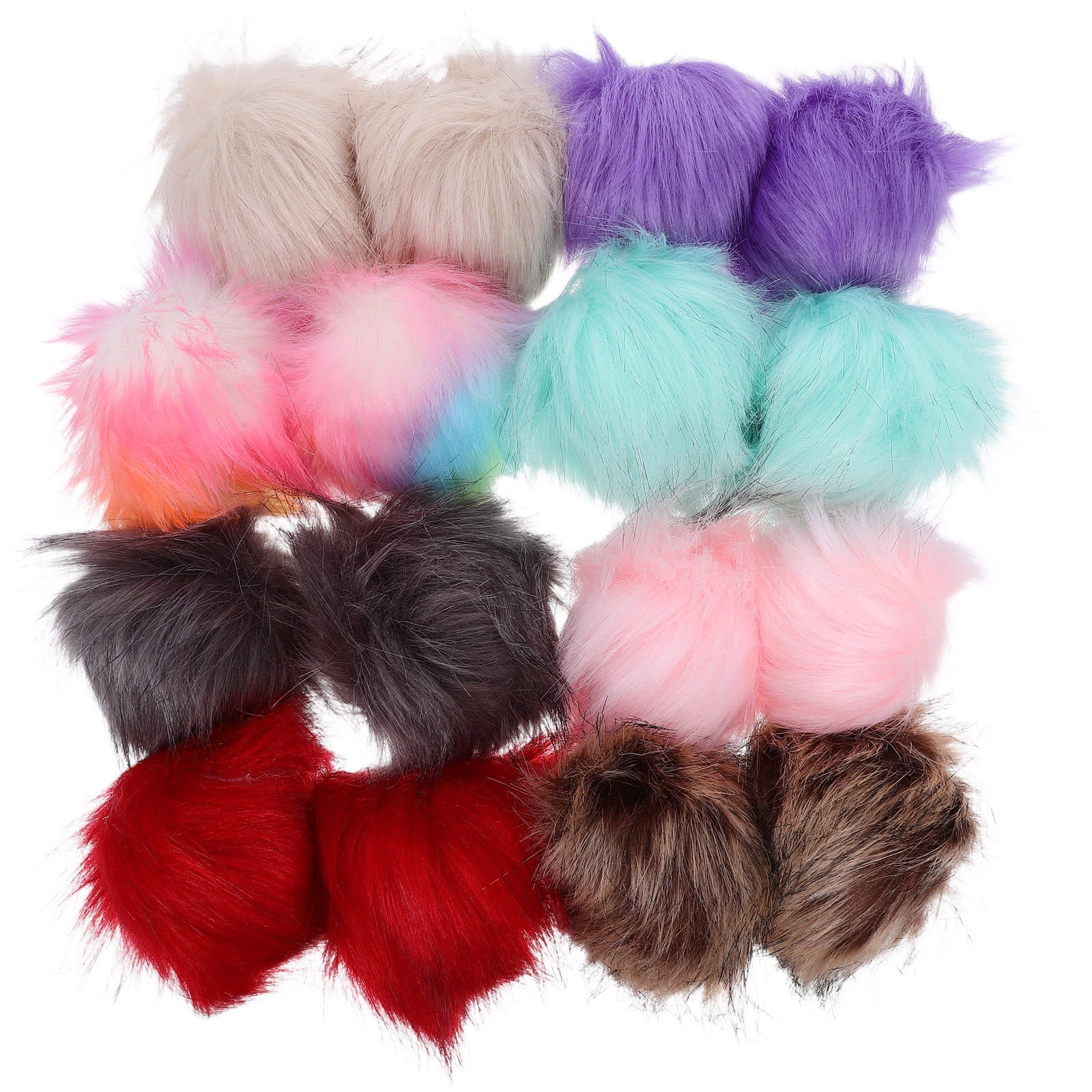 OUNONA 16Pcs Detachable Multicolor Pom Pom Balls for Winter Hat Embellishments and Craft Accessories