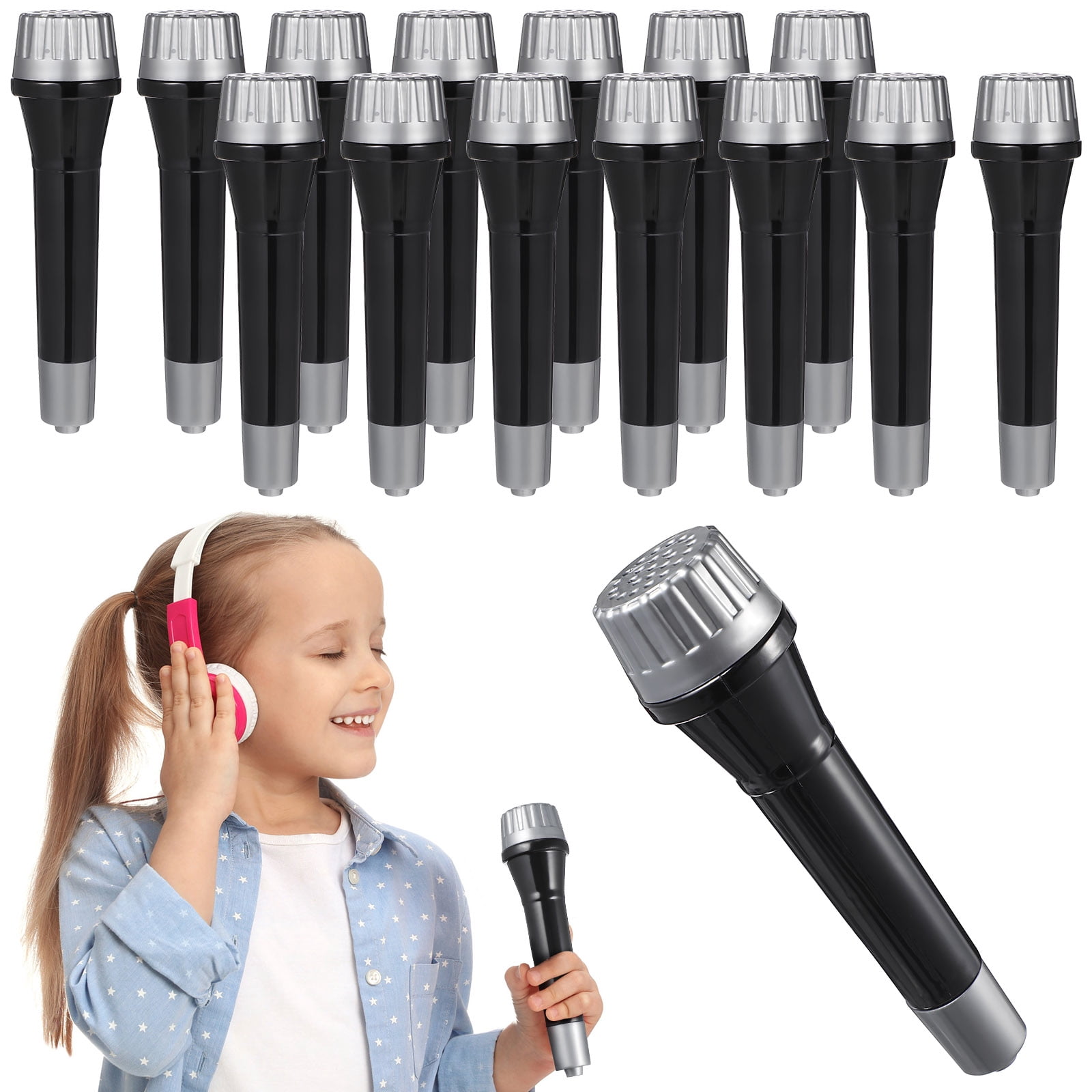 NUOBESTY 18Pcs Fake Microphone Props Plastic Microphones Glitter
