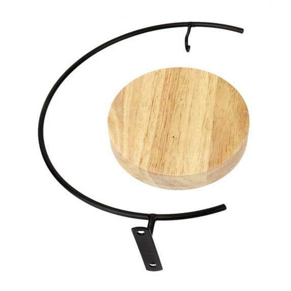 OUNONA . 17cm Iron Hanging Plant Stand Hook Holder Wooden Base for Landscaping Garden Decor - Size S