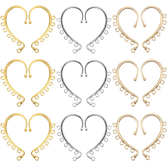 OUNONA 18 Pieces Metal Earring Hooks for Jewelry Making, No Piercing Ear Cuffs Included, and Lightweight