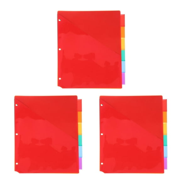 OUNONA 18 pcs Colored File Folder Dividers With Tabs Plastic Page Dividers For 3 Ring Binders A4 Size For School And Office Document Organization