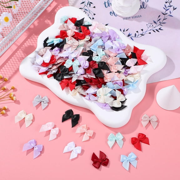 OUNONA 180 Pcs Mini Bows for Clothes Clothing Bow Small Bow 2.70X2.70X0.20CM