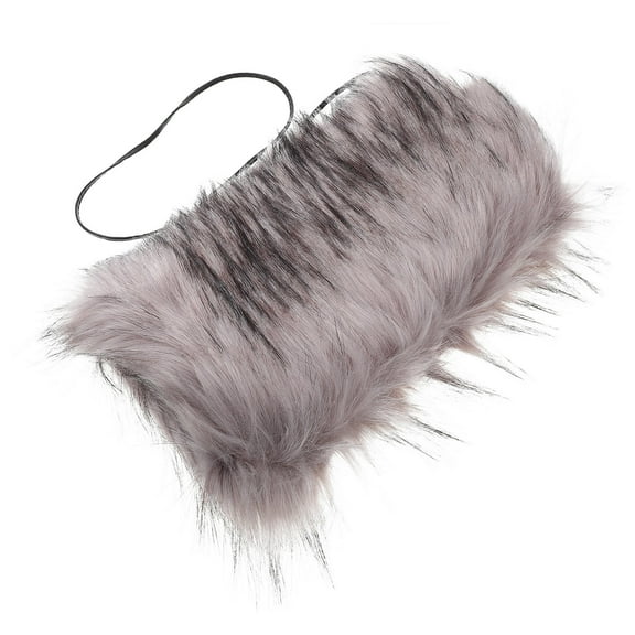 OUNONA 1Pc Faux Fur Muff for Hands Grey Winter Warmth Cushion
