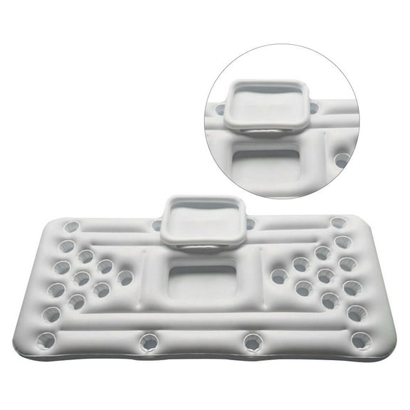 OUNONA 1PC Inflatable Portable 28 Cup Hole Float Row Water Beverage Ice Bucket Floating Bed Water Inflatable Table for Water Party White
