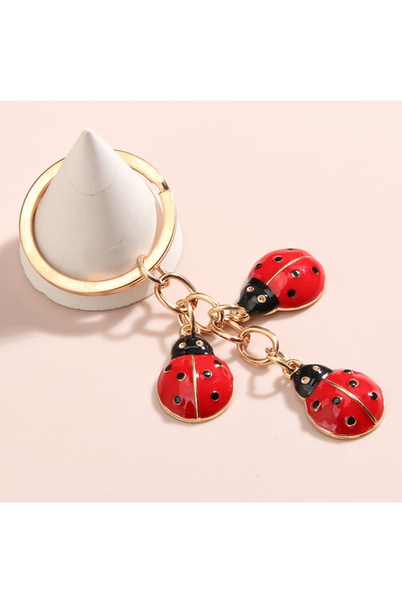1Pack Aesthetic Keychain Red Alloy Ladybug Bag Charm for Women Daily Use