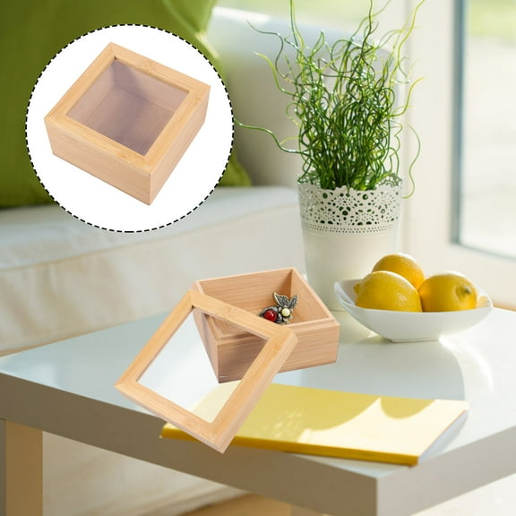 OUNONA Wooden Desktop Organizer Box with Lid, Chocolate Color, Storage for Jewelry, Office Supplies, and Home Sundries