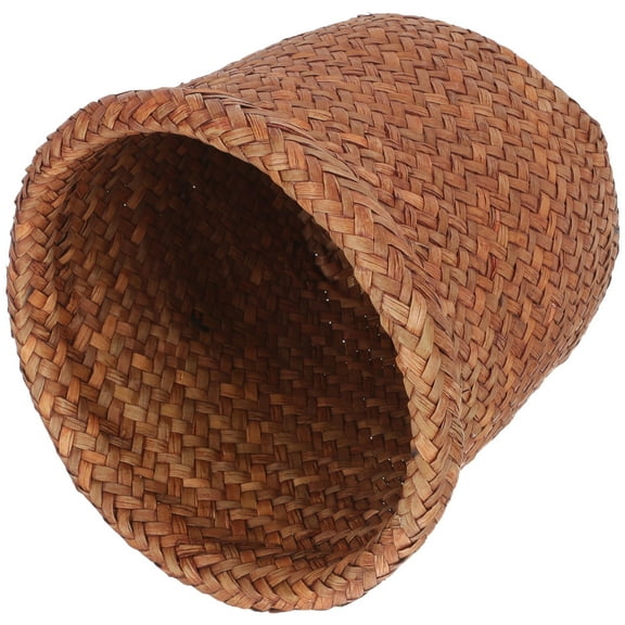 Moluckfu Woven Storage Baskets For Bedroom Rattan Compact Waste Collection 1Set 6.9x5.7x5.7in