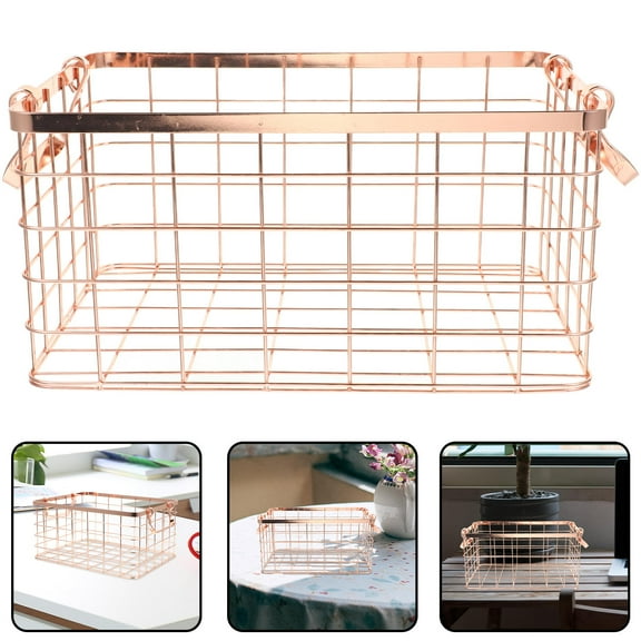 OUNONA Golden Portable Metal Wire Basket Handheld for Vegetables and Household Storage