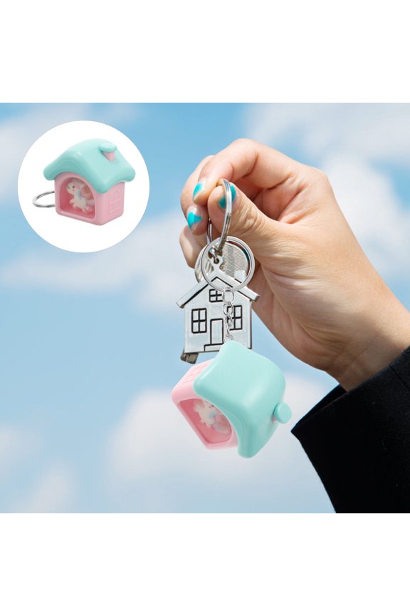 1Pack House Shaped Key Pendant Miniature Home Keychain Decorative Accessory For Handbag 4.5x4.5x3.5in