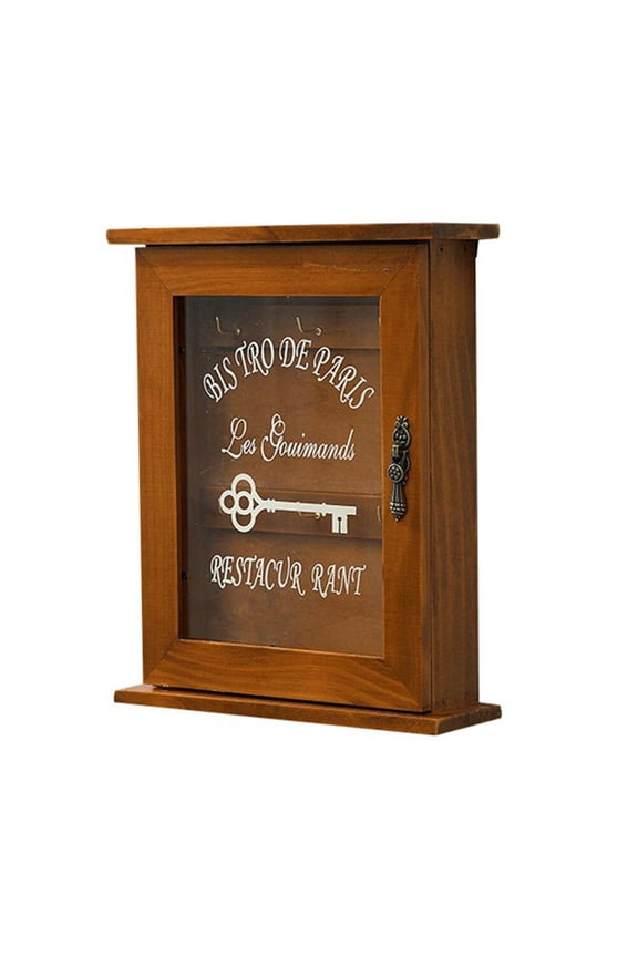 1Pc Brown Retro Wooden Entry Door Box Wall-Mounted Key Storage Case for Home
