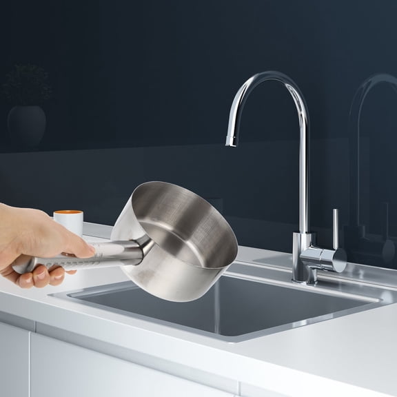 OUNONA 1Pack Large Metal Spoon Stainless Steel Round Scoop Serving Ladle for Household Users