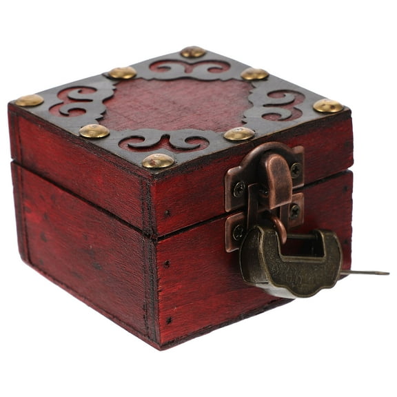 OUNONA 1Pack Small Chest with Lock in Vintage Style for Securing Personal Belongings