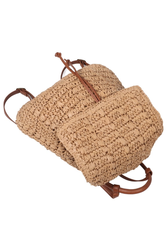 OUNONA 1-Pack Boho Straw Backpack for Women, Lightweight Casual Daypack for Outdoor and Everyday Use