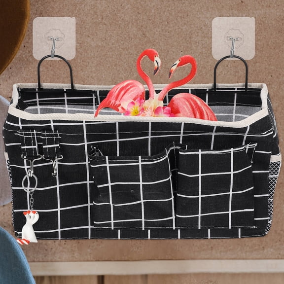 FOMIYES Hanging Wall Organizer Basket in Black with Pockets for Stylish Space Saving Storage