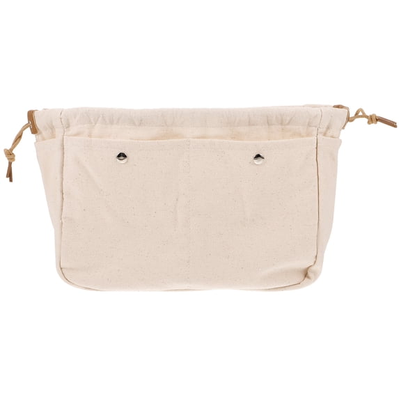 OUNONA 1Pc White Drawstring Makeup Pouch Portable Canvas Cosmetic Bag Travel Toiletry Organizer