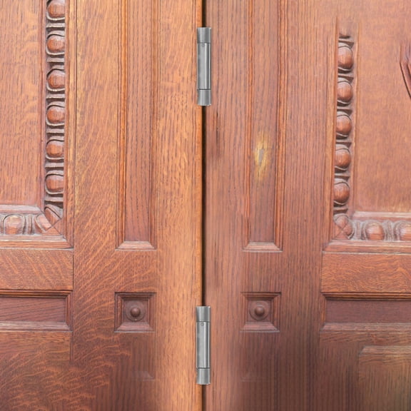 OUNONA 1Pair Adjustable Spring Loaded Door Hinges Stainless Steel Heavy Duty for Exterior Doors
