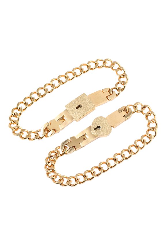 1 Pair Stylish Golden Couple Bangle Bracelet with Creative Hand Design