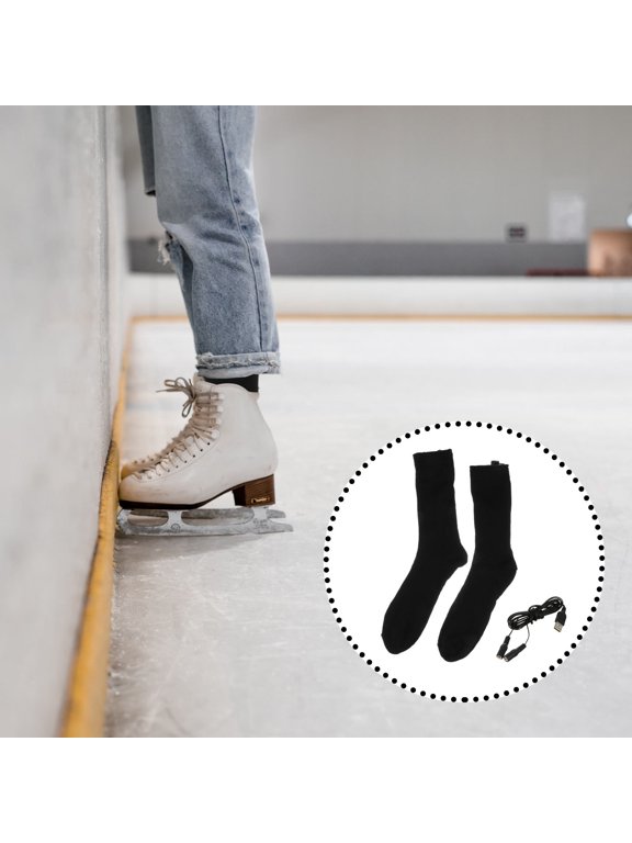 Smart Heated Cotton Stocking Black Warm Winter Outdoor Socks 1 Pair