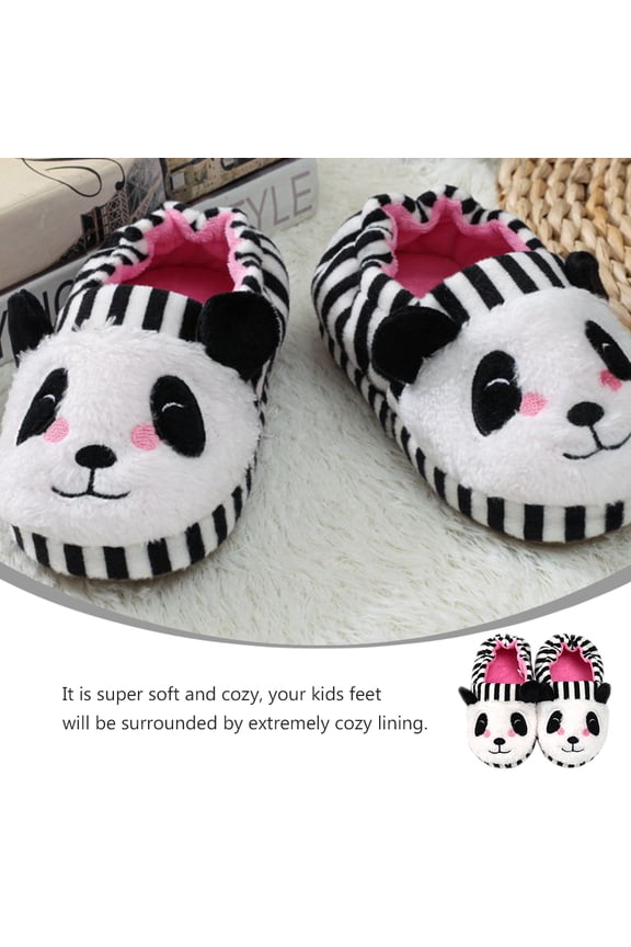 1Pair Panda Shape Slippers Soft Non Slip Warm Indoor Plush Shoes for Winter Use
