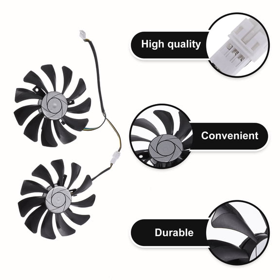 OUNONA Plastic Video Fan Black ABS High Performance Graphics Cooler 1Pair