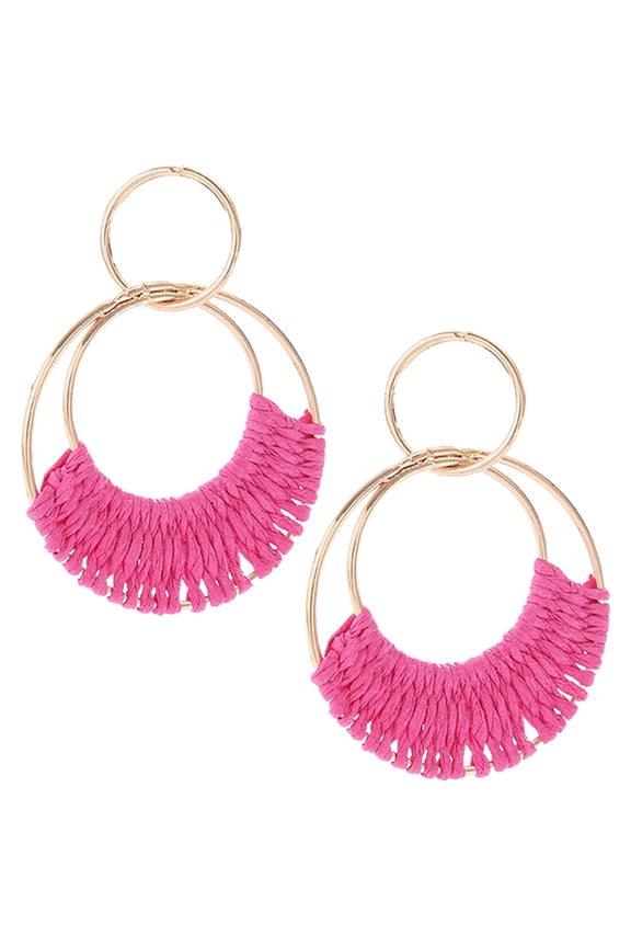 1 Pair Women Earrings Raffia Rosy Funky Accessories for Beach Birthday Parties