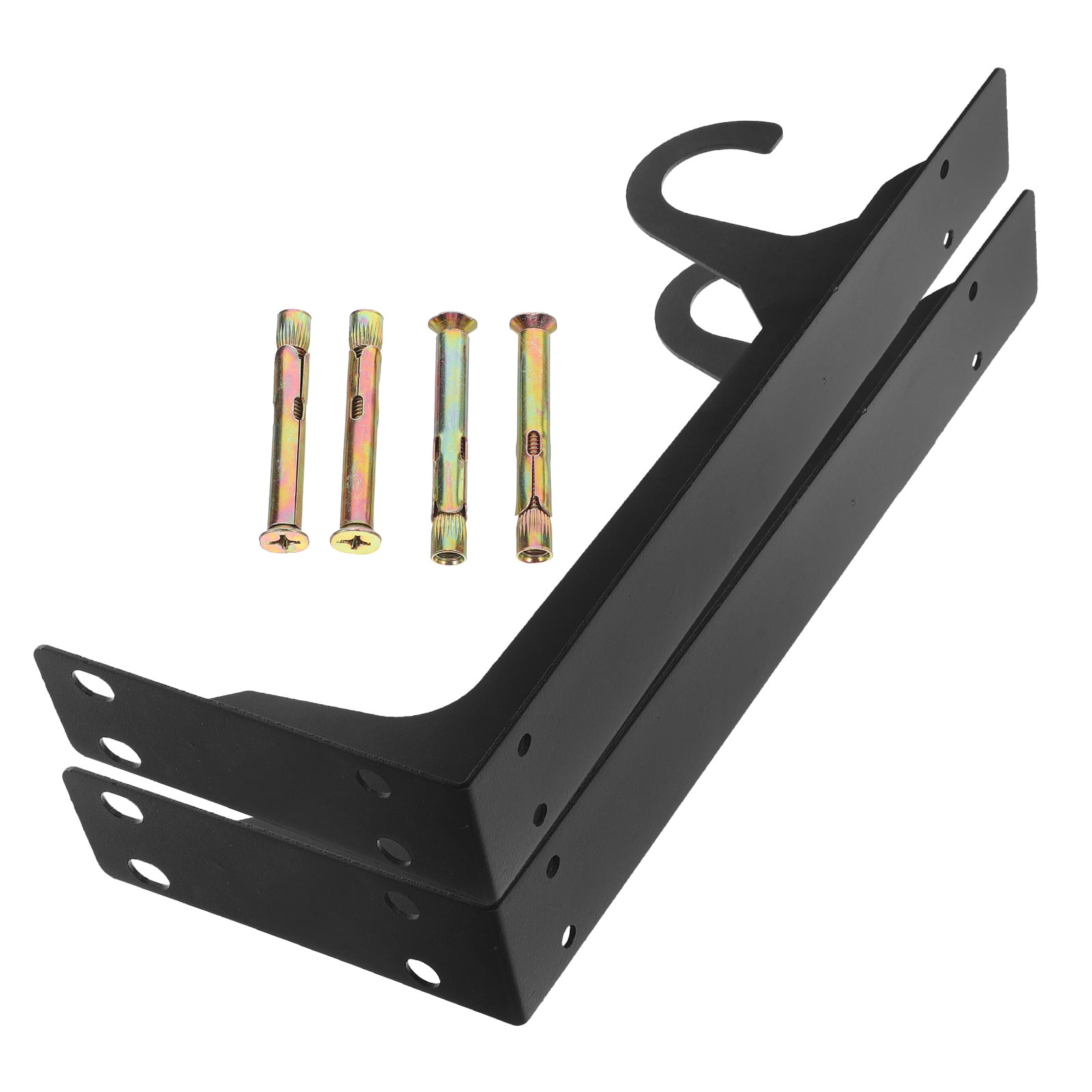 OUNONA 1Pair Metal Shelf Bracket for Closet Rod Support Black Heavy ...