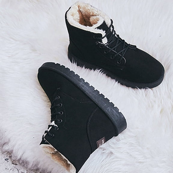 OUNONA 1Pair Warm Boots Lace-Up Black Short Tube Ankle Boots Lightweight and Comfortable