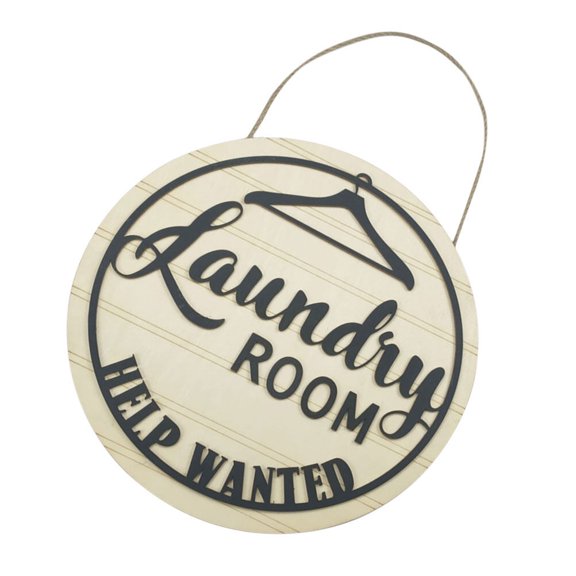 OUNONA 1Pc Assorted Color Laundry Wooden Pendant Decorative Plaque for Dry Cleaner Shop Or Home