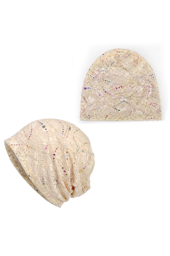 1Pc Beige Lace Hat Breathable Windproof Fashion Hollow Cap Soft Flexible Hair Accessory