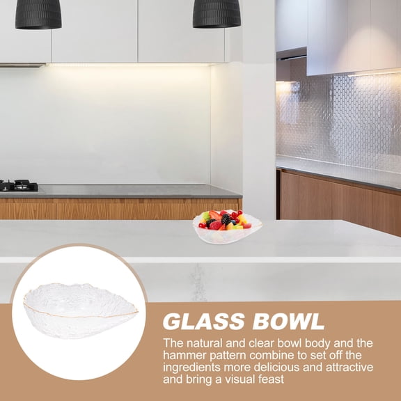 OUNONA Large Glass Serving Bowl for Salad, Fruit, Vegetables with Smooth Rounded Edges - 1 Piece