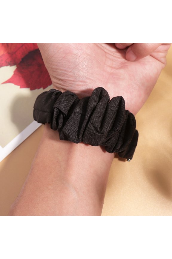 1Pc Black Watch Band Printed Cloth Material Headband Design for Stylish Watch Wear