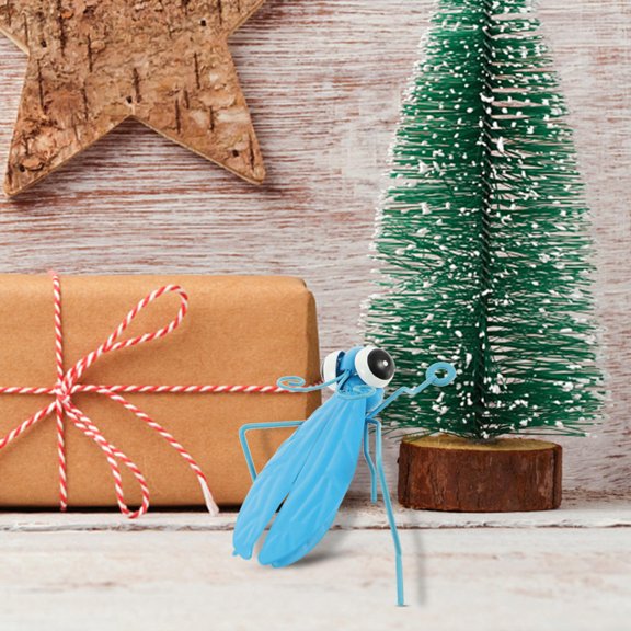 OUNONA 1Pc Blue Iron Ornament Simulation Grasshopper Model Elegant Scene Decoration