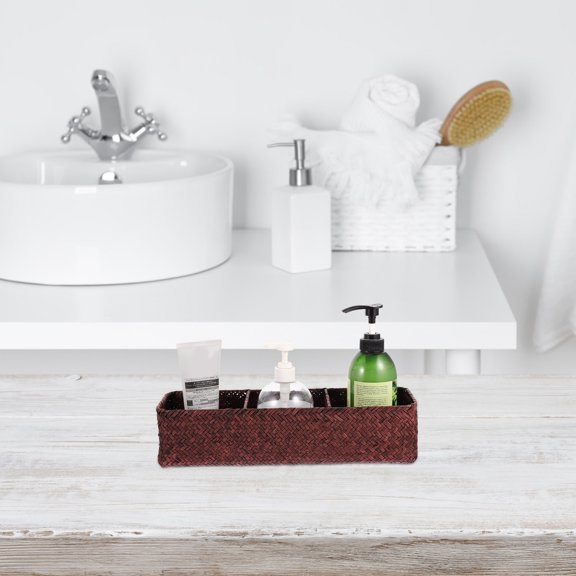 OUNONA 1Pc Woven Coffee Storage Box with 3 Compartments for Home and Desktop Organization