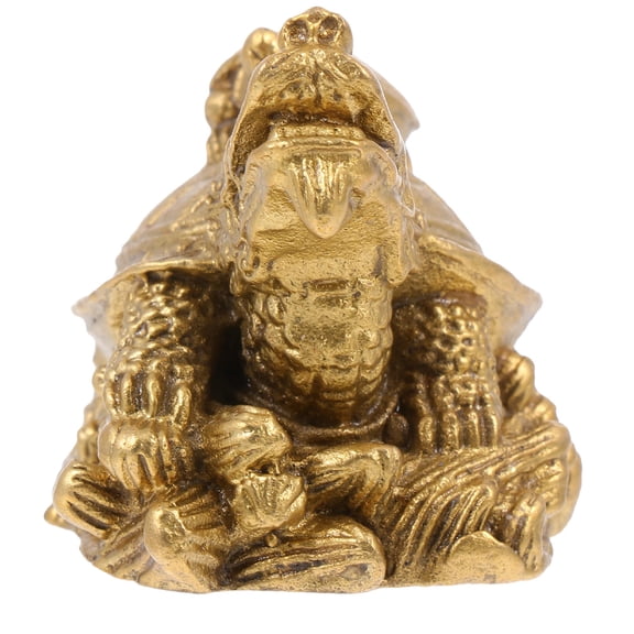 OUNONA Copper Dragon Turtle Figurine, 1Pc Golden Desktop Ornament, Decorative Craft for Home and Office Scene