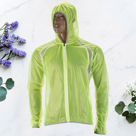 OUNONA 1Pc Green Outdoor Raincoat Cycling Rain Poncho Lightweight Waterproof Breathable Reflective Riding Rainwear